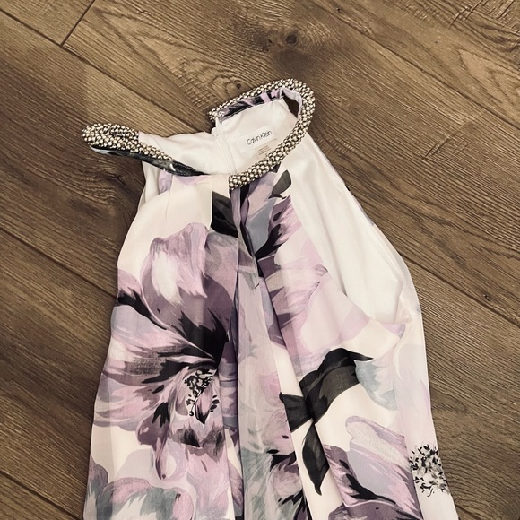 Calvin Klein Purple and White Halter Maxi Gown for Weddings - Picture 9 of 11